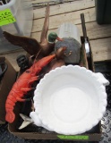 lobster, ducks, whales, fish figures, ceramic pot, African carvings, misc