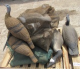 duck, geese, turkey decoys, boots, misc