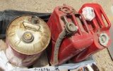 metal gas cans, bag chair