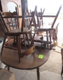 large wooden table w- 6 matching chairs