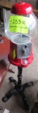 red metal gumball machine w- stand