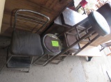 2 wooden stools, stool, metal step stool/chair