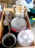 oil lantern, glass bottle