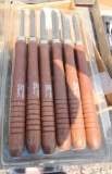 wood chisels, 2 sets of drill bits