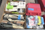 4 boxes of power strips, light blubs, electrical