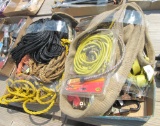 2 boxes tie downs, rope