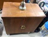 sewing cabinet, lamp