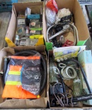 bike lock, rope, DeWalt cutting wheel, misc nails, screws, staples