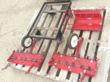 pull behind lawn thatcher, grain auger shield, hand cart