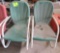2 metal rocker green chairs