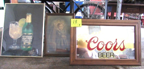 2 pictures, Coors beer mirror