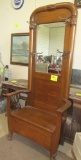 Deacon bench chair w/ built in mirror & hooks