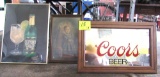 2 pictures, Coors beer mirror