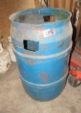 blue trash can