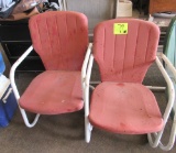 2 metal rocker red chairs
