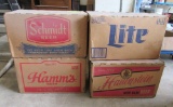 4 boxes of empty beer bottles