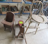 wooden doll high chair, wooden rocker, high chair