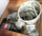 box of misc pneumatic fittings, lights