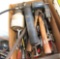misc tools, grease gun, hammers, wrecking bar, paint sprayer