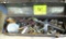 metal tool box, nuts, bolts, rachet wrench