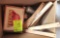 rulers, tin can, cigar boxes