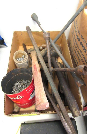 tire irons, maul, axe