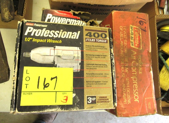 impact wrench, spray gun, air compressor