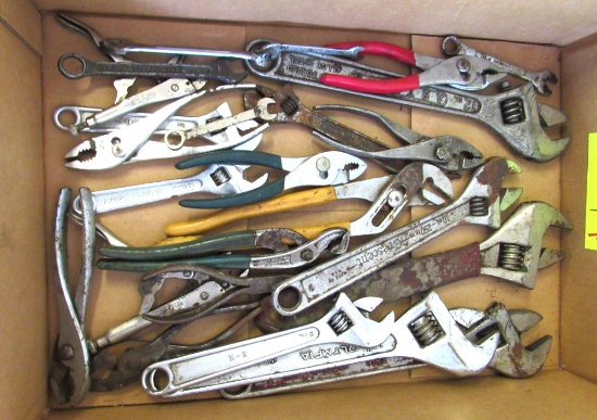 pliers and crescent wrenches