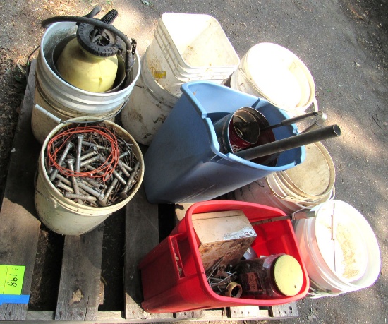 pallet of pails, nails and bolts