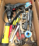 drill, screw drivers, clamp, hammer, pipe wrench