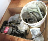 box of misc pneumatic fittings, lights