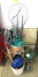 fishing gear, chairs, nets