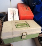 3 tackle boxes, fishing gear
