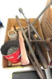tire irons, maul, axe