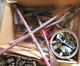 tire irons, mallet, screw drivers