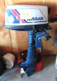 Nissan boat motor with gas can