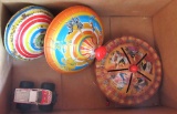 jack in the box, clown, and toy top