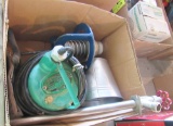sump pump, water valve, small tin bucket