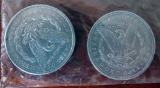 2- 1891 Morgan Silver Dollars, 1 with mint mark O, 1 with no mint mark