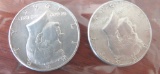 2- 1964 half dollars, no mint mark