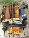 hydraulic manifold, spare wheel mounts, old metal tool boxes