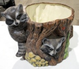 ceramic raccoon planter