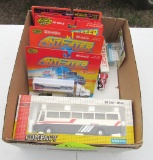 toy trucks, bus