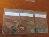 nickels 1944, 1951, 1952, 1953, 1954, 1955