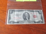 1928 G series red seal $2 bill, 1953 A series red seal $2 bill