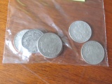 6 morgan silver dollars, 5-1921, 1-1986