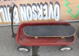 wagon, skateboard