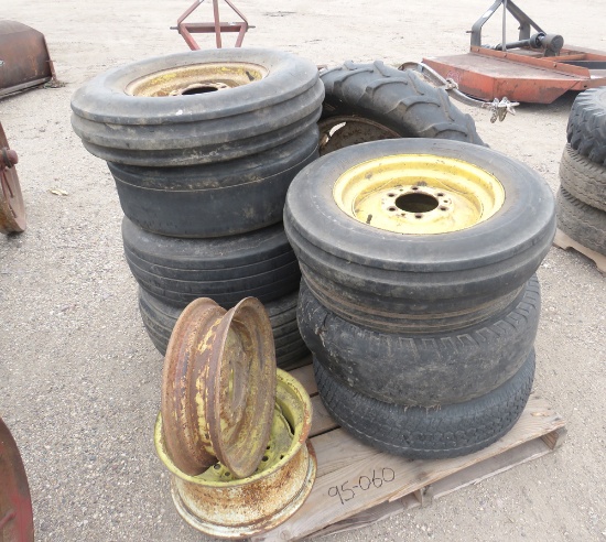 pallet of hayrack wheels misc sizes
