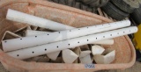 pvc pipe, conveyor leg cups, bulk water tub