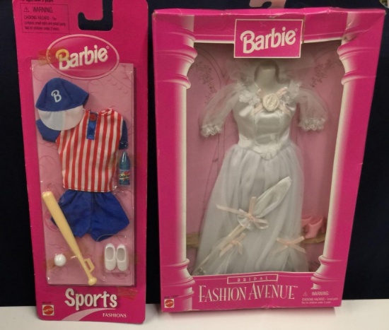Barbie's Fashion Avenue Collection Bridal Gown and Sports Fashion Outfit